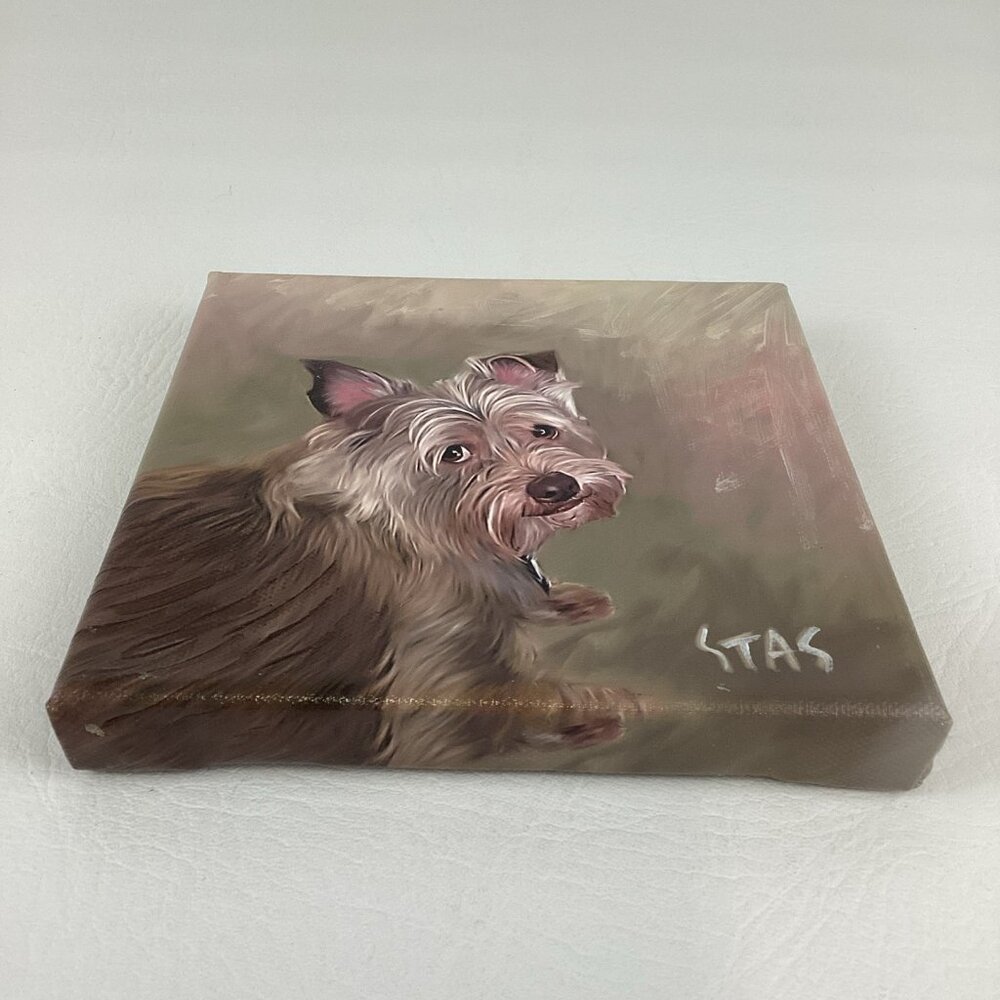 Yorkshire Terrier Pet Portrait Hand Painted Canvas Wall Hanging Daniel Stas 2017 - Picture 3 of 6